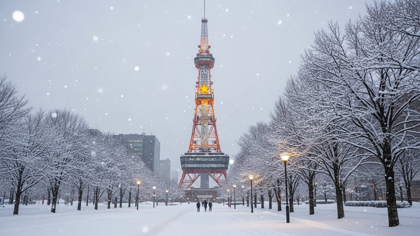 雪の札幌テレビ塔