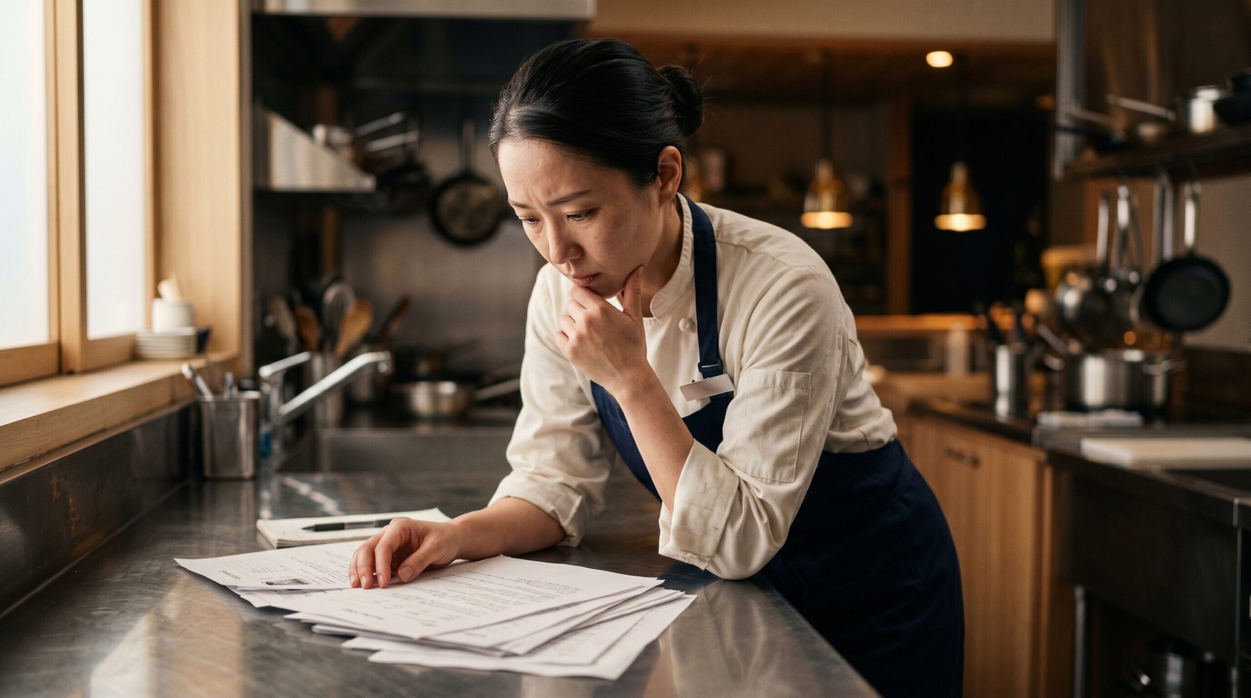 採用に悩む女性シェフ