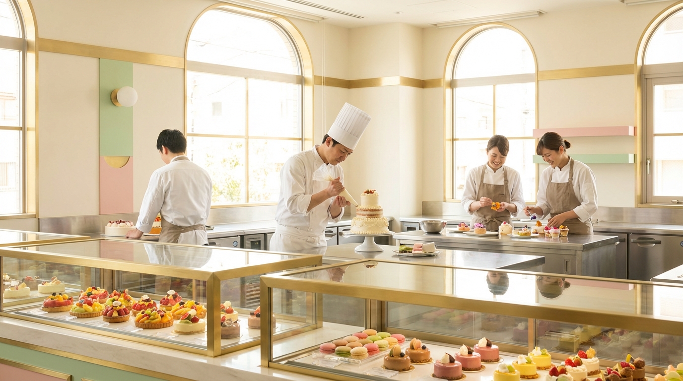 菓子を作るパティシエ