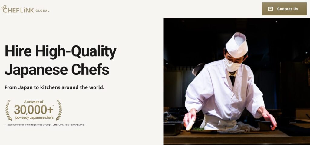 日本人料理人の海外採用支援サービス「CHEFLINK GLOBAL」英語版LPを公開