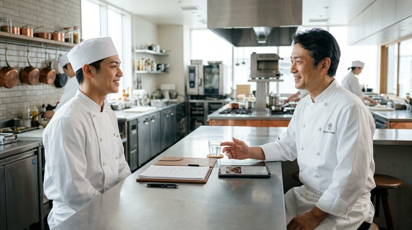 調理師を面接する採用マネージャー