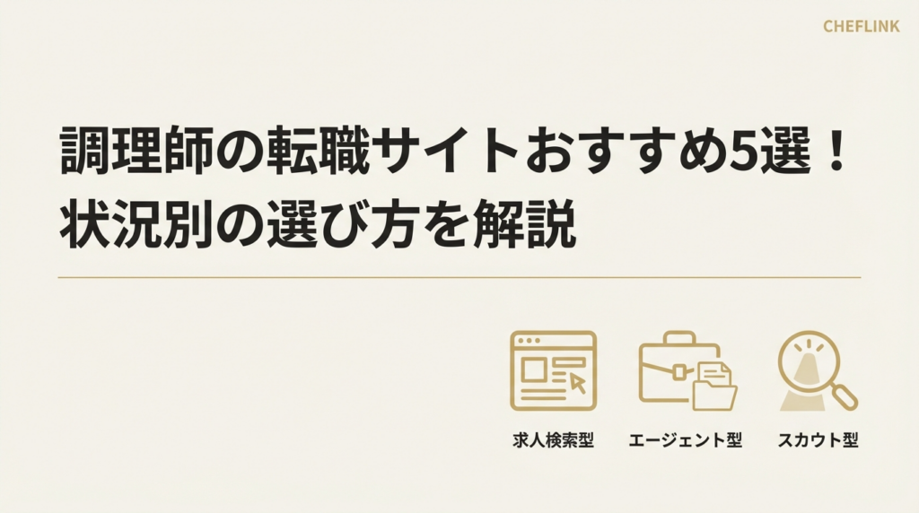 調理師の転職サイトおすすめ5選！状況別の選び方を解説。のサムネイル