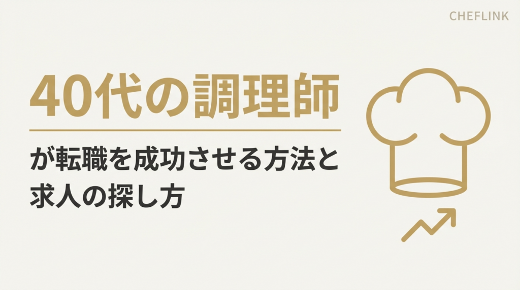 「40代の調理師が転職を成功させる方法と求人の探し方」サムネイル作成