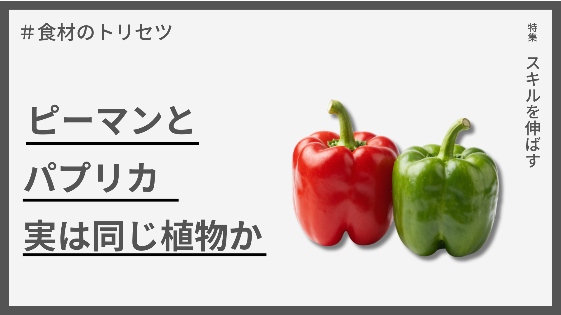 【食材のトリセツ】ピーマンとパプリカ、実は同じ植物？