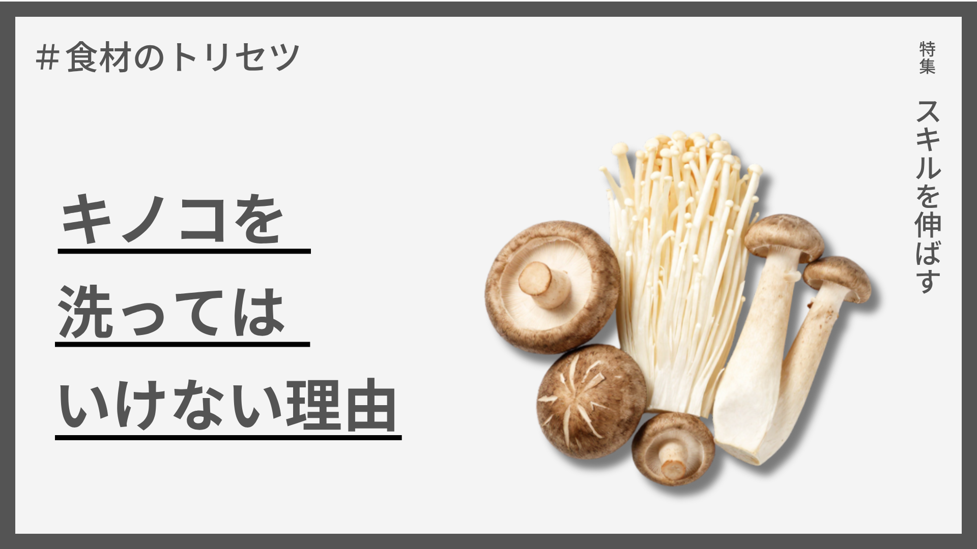 【食材のトリセツ】キノコを洗ってはいけない理由 — 水が旨味を流し、食感を壊す