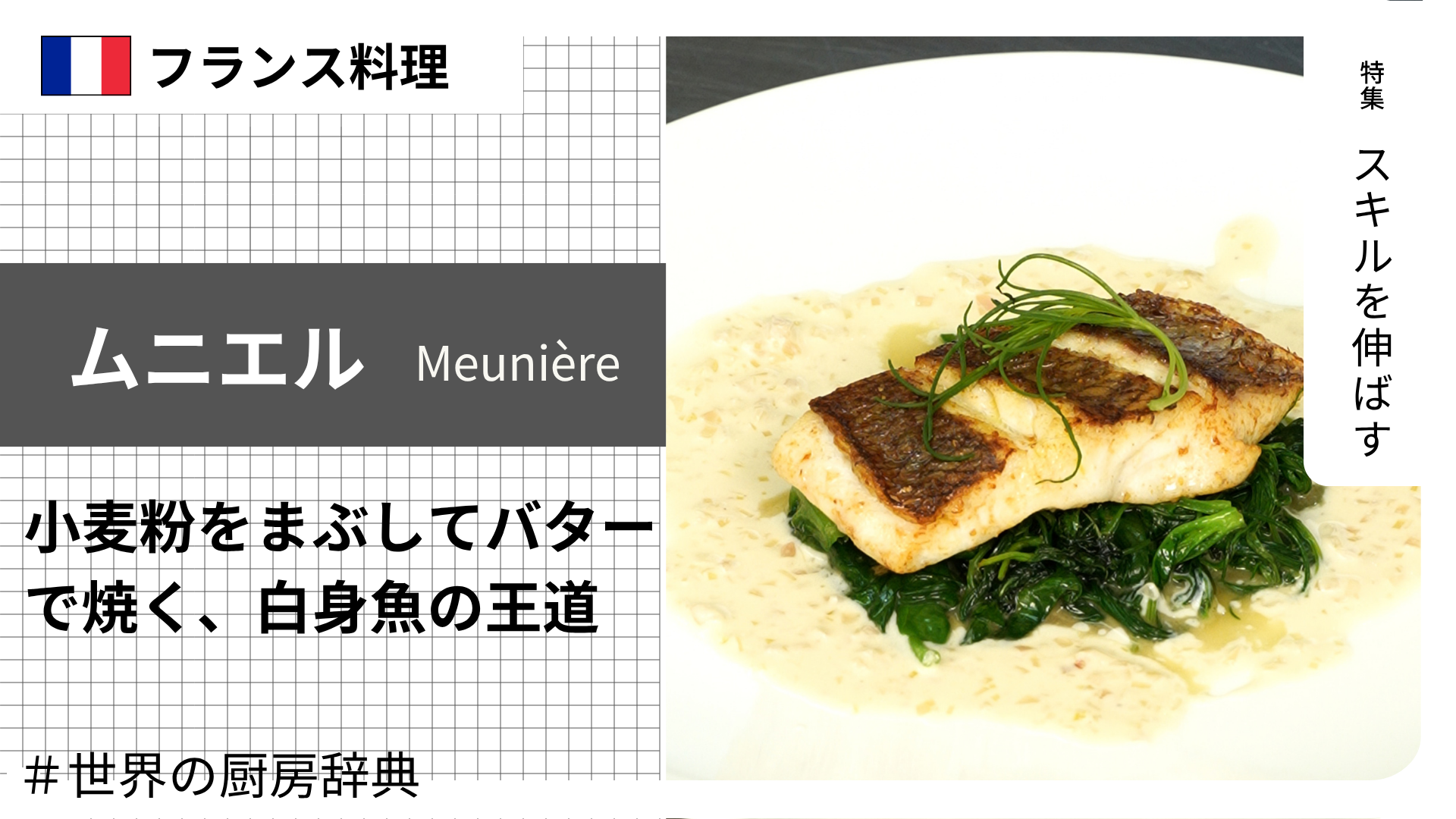 【調理用語 フランス料理】「ムニエル」— 小麦粉をまぶしてバターで焼く、白身魚の王道スタイル