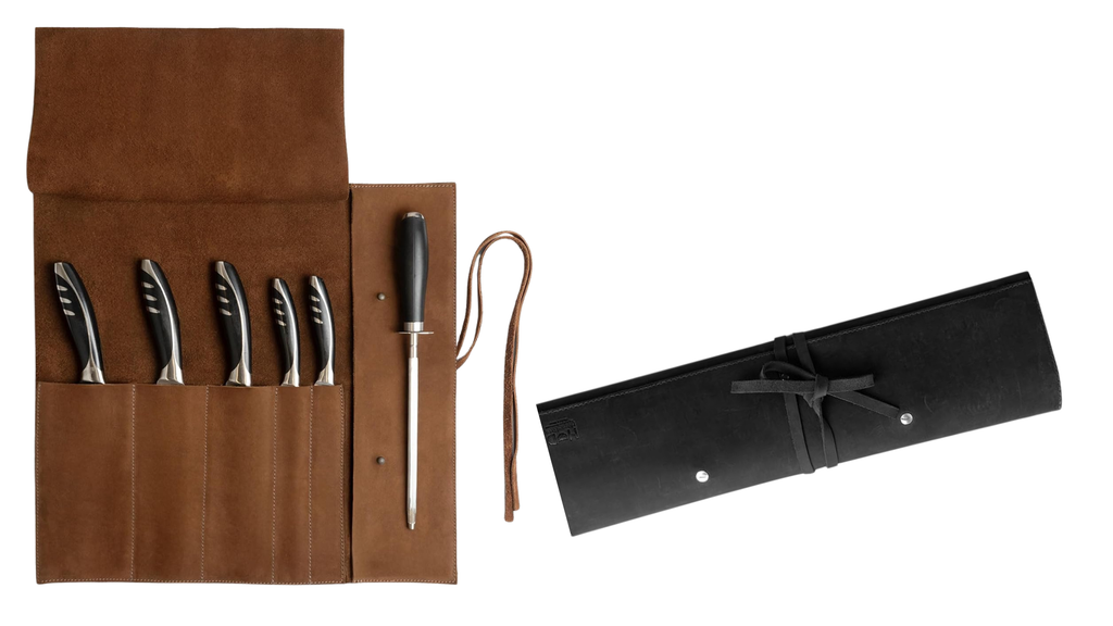 【Hide & Drink】Rustic Leather Knife Roll B01MS5VFHT